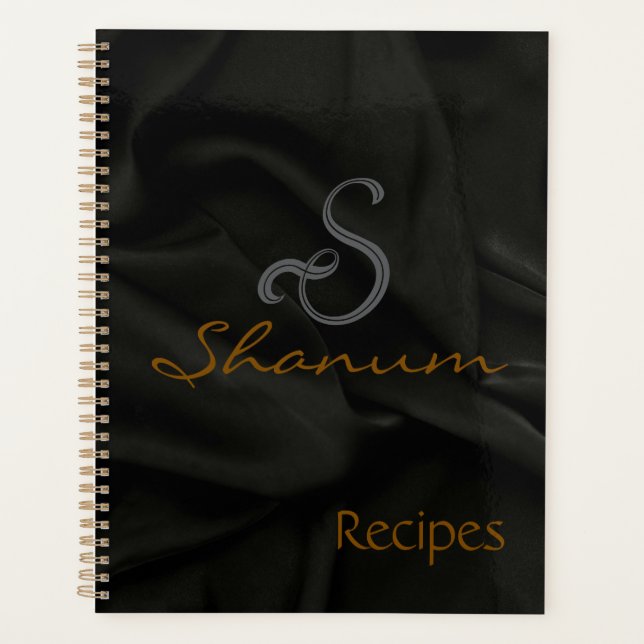 Black pattern cooking recipe plan book planner (Front)