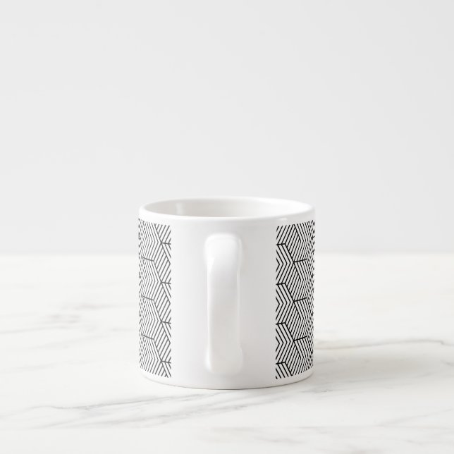 Black Pattern Line Cube Geometry Simple Espresso Cup (Back)