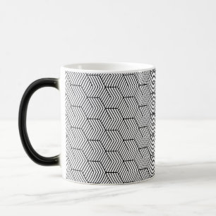 Black Pattern Line Cube Geometry Simple Magic Mug