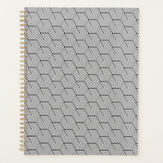 Black Pattern Line Cube Geometry Simple Planner
