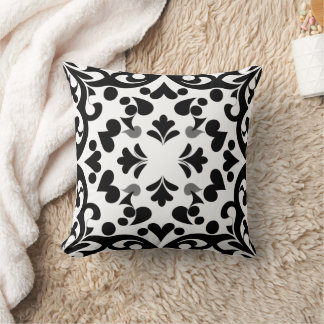 black pattern on white background throw pillow