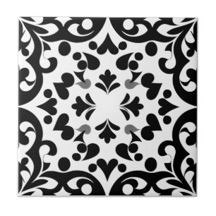 Black pattern on white background tile