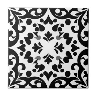 Black pattern on white background tile