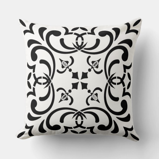 Black pattern throw pillow (Front)