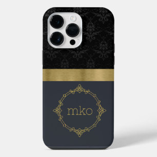 Black Pattern with Gold Stripe  iPhone 14 Pro Max Case