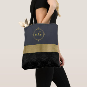 Black Pattern with Gold Tote Bag