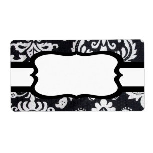 Black Pattern with white ribbon Label