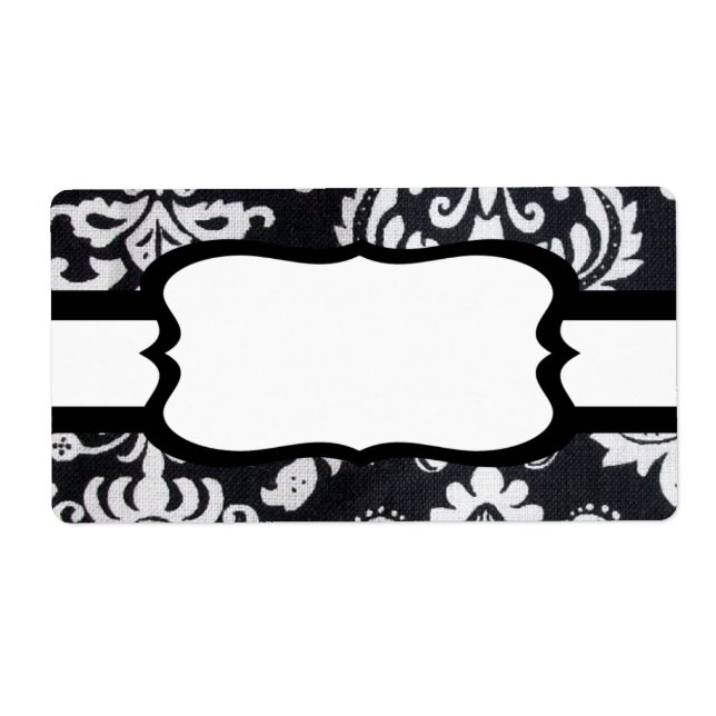 Black Pattern with white ribbon Label (Front)