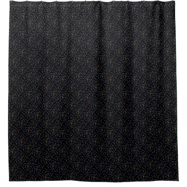 Black Patterned Shower Curtain (Front)