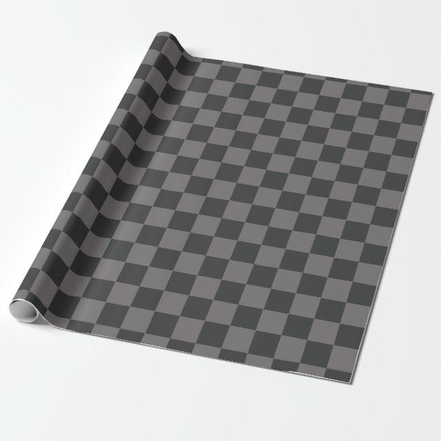 Black Patterns Chequerboard Check Chequered Wrapping Paper (Unrolled)
