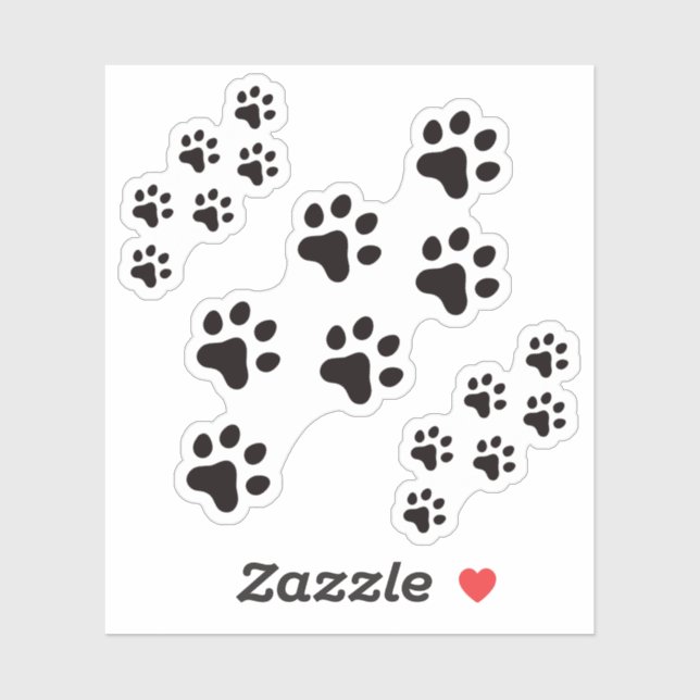 Black paw print  animal track stickers (Sheet)