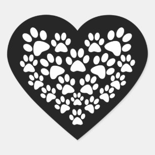 Black Paw Print Heart - Choose Paw Color Sticker