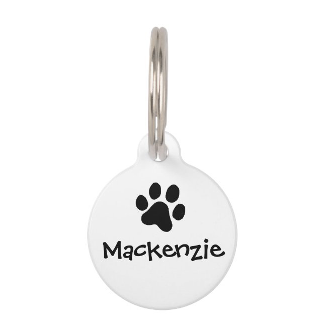 Black Paw Print Pet Tag (Front)