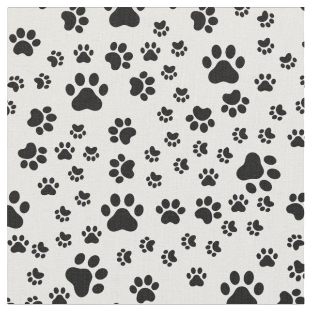 Black Paw Prints on White Fabric (Close Up)