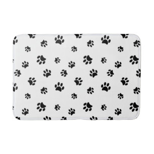 Black Paw Prints Pattern Bath Mat