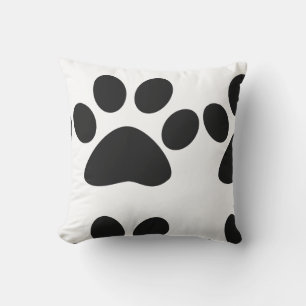 Black Paw Prints Pattern Cute Gifts White Cool Outdoor Pillow