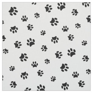 Black Paw Prints Pattern Fabric