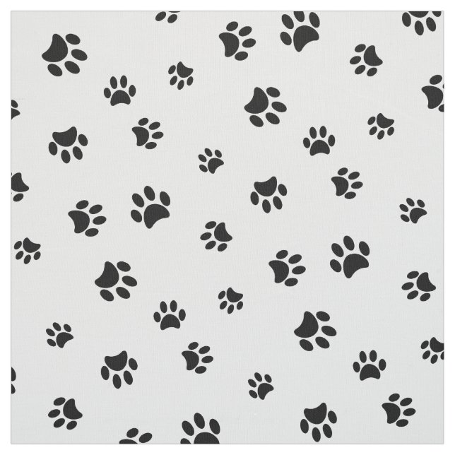 Black Paw Prints Pattern Fabric (Swatch)