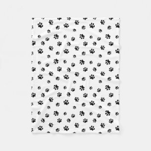 Black Paw Prints Pattern Fleece Blanket