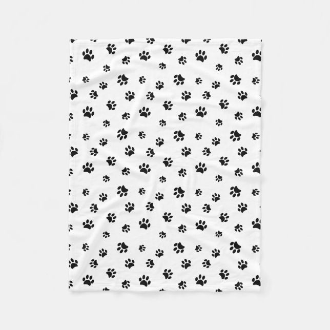 Black Paw Prints Pattern Fleece Blanket (Front)
