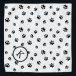 Black Paw Prints Pattern Monogram Bandana<br><div class="desc">Show how much you love animals with this cute black paw print patterned bandana. Also looks awesome with other lighter backgrounds. Bet your pet will look adorable wearing it!</div>