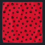 Black Paw Prints Pattern on Red Bandana<br><div class="desc">Show how much you love animals with this cute black paw print patterned bandana. Shown here in red,  it also looks awesome with other lighter backgrounds. Bet your pet will look adorable wearing it!</div>