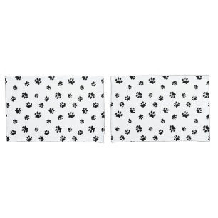 Black Paw Prints Pattern Pillowcase