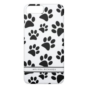 Black Paw Prints Personalized iPhone 7 Case