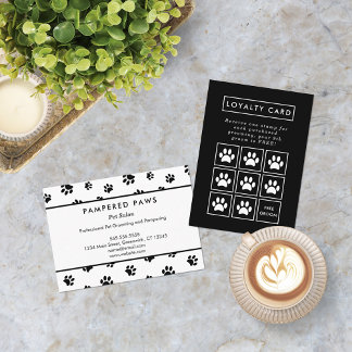 Black Paw Prints Professional Pet Salon Loyalty Card