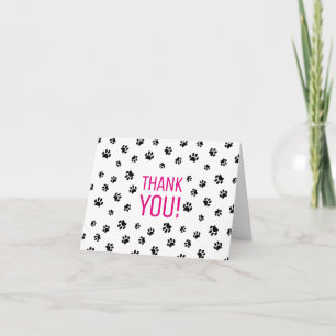 Black Paw Prints   Thank You Card