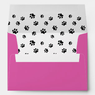 Black Paw Prints with Name and Address Envelopes
