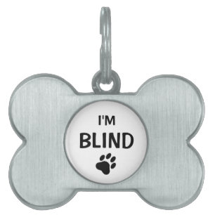 Black Paw Silhouette Blindness Awareness Pet Name Tag