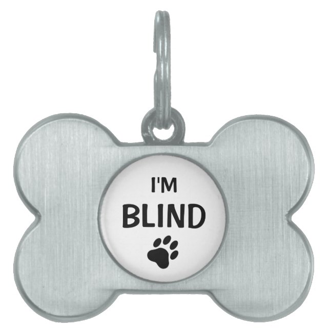 Black Paw Silhouette Blindness Awareness Pet Name Tag (Front)