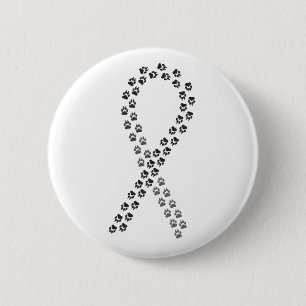 Black Pawprint Ribbon 2 Inch Round Button