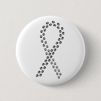 Black Pawprint Ribbon 2 Inch Round Button