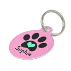 Black Pawprint with Blue Heart Custom