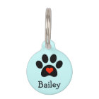 Black Pawprint with Red Heart Custom