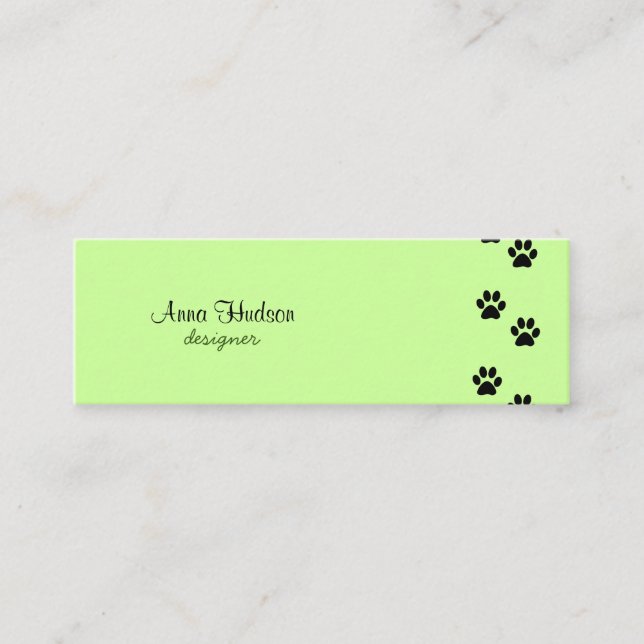 Black Paws, Dog Groomer, Dog Walker, Pet Shop Mini Business Card (Front)