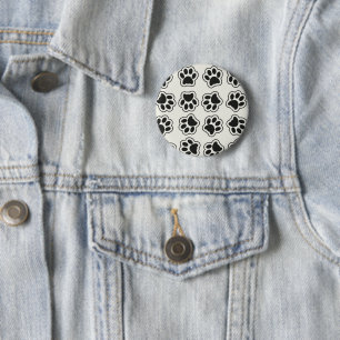 Black Paws, Dog Paws, Cat Paws, Outline 2 Inch Round Button