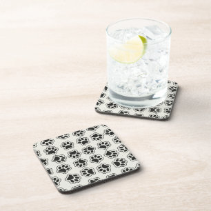 Black Paws, Dog Paws, Cat Paws, Outline Coaster