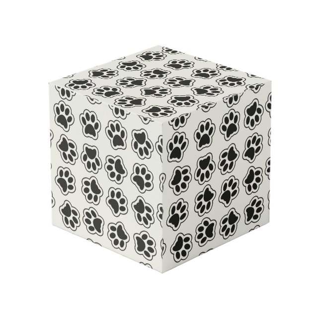 Black Paws, Dog Paws, Cat Paws, Outline Cube (Front Angled)