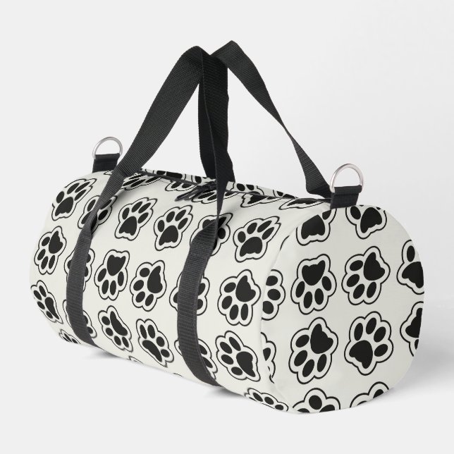 Black Paws, Dog Paws, Cat Paws, Outline Duffle Bag (Left Corner)
