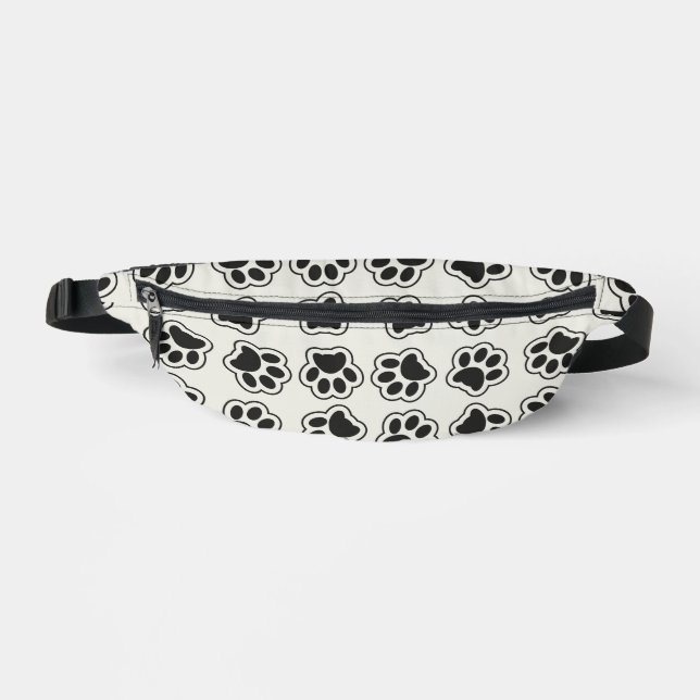 Black Paws, Dog Paws, Cat Paws, Outline Fanny Pack (Front)