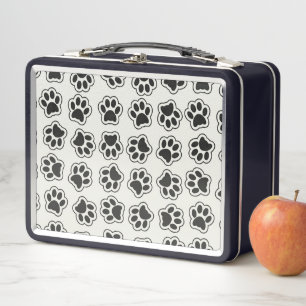 Black Paws, Dog Paws, Cat Paws, Outline Metal Lunch Box
