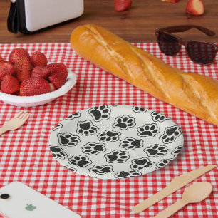 Black Paws, Dog Paws, Cat Paws, Outline Paper Plate
