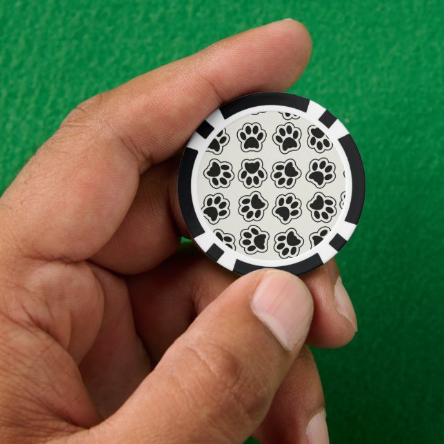 Black Paws, Dog Paws, Cat Paws, Outline Poker Chips (Hand)