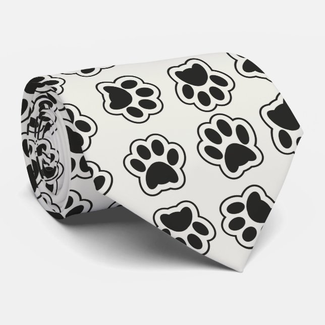 Black Paws, Dog Paws, Cat Paws, Outline Tie (Rolled)