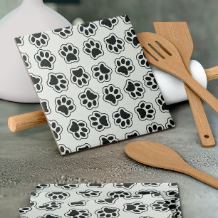 Black Paws, Dog Paws, Cat Paws, Outline Tile