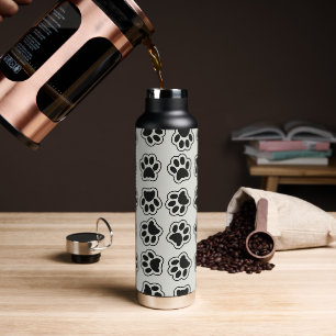 Black Paws, Dog Paws, Cat Paws, Outline Water Bottle