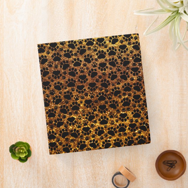 Black Paws, Gold Glitter, Dog Paws, Animal Paws Binder (In Situ)